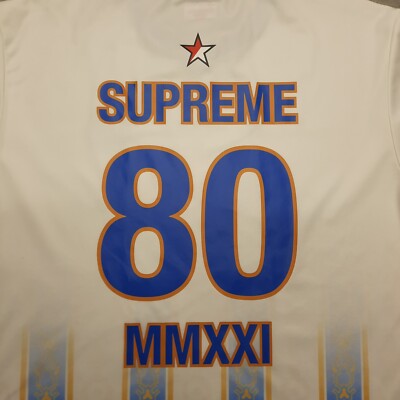 Supreme Arabic Logo Soccer Jersey Men Size XL White Blue SS21