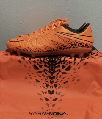 NIKE HYPERVENOM PHINISH FG ( ORANGE/BLACK ) SOCCER CLEATS SIZE 9