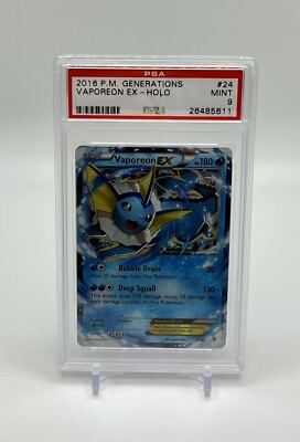 Pokemon Card - Vaporeon EX 24/83 - Generations - Holo - PSA 9 Mint