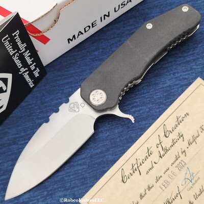 Medford 187F Flipper Tumbled D2 Drop Point Blade Black G10
