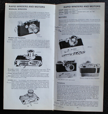 LEICA Camera & Lens ACCESSORY GUIDE Dennis Laney 1989 - Hove Foto