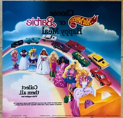 McDonald's Hot Wheels or Barbie Happy Meal TRANSLITE Poster 21” x
