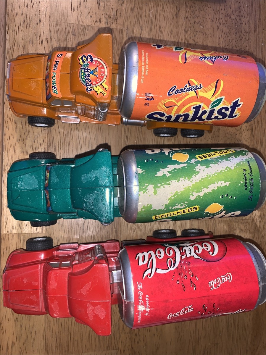 Vintage Coca-Cola Sprite Sunkist Soda Can Tanker Trucks Friction