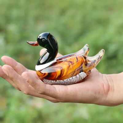 Handcrafted Glass Mandarin Duck Figurines - Pair of Elegant Colle
