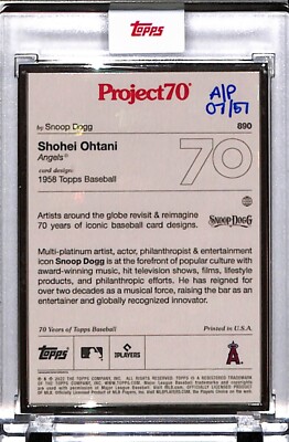 2021 TOPPS PROJECT 70 #890 SHOHEI OHTANI by SNOOP DOGG AP SILVER 7