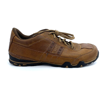 Men's 9 Skechers Sneakers Brown 60217 Leather Low Top Lace Up | eBay