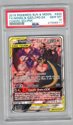 Pokemon Card PSA 10 Gem Mint Naganadel & Guzzlord GX 224/236
