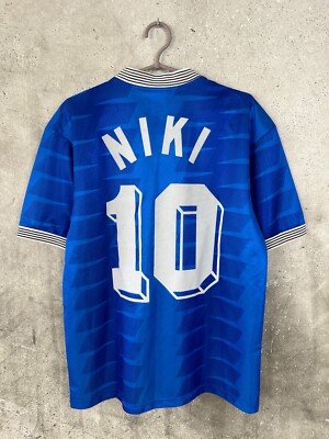NIKE VINTAGE TEMPLATE 1990's FOOTBALL SHIRT #10 NIKI BLUE JERSEY