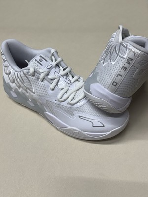 Puma MB.01 Lo Melo Lamello Ball Basketball Shoes White Silver