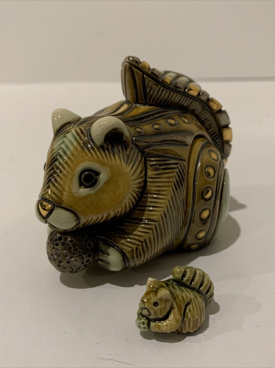 Artesania Rinconada Uruguay Art Sculpture Pottery Squirrel & Baby