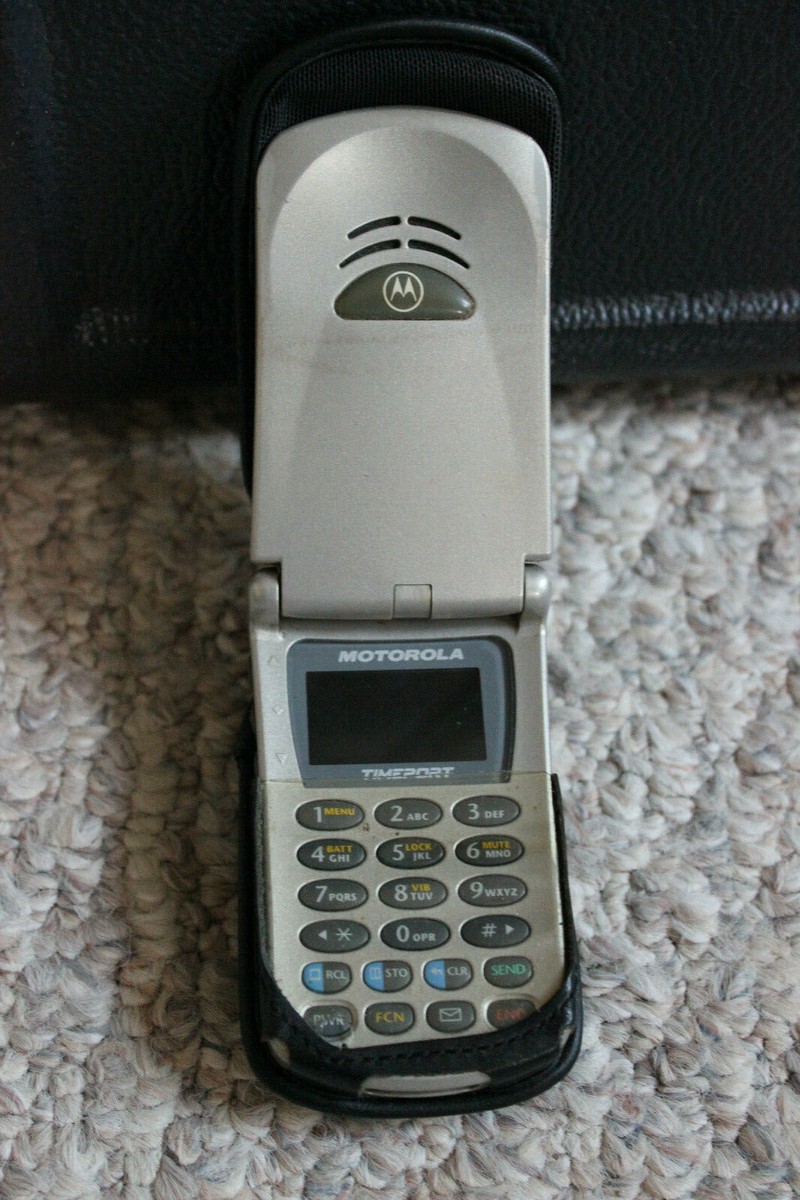 Vintage Motorola Timeport Flip Cell Phone with NFL Case & Belt