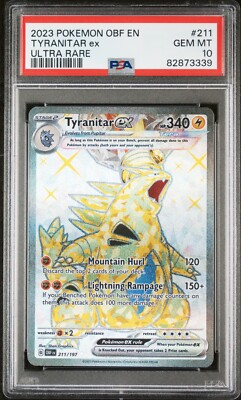 PSA 10 Gem Mint Tyranitar ex 211/197 Full Art Pokemon Obsidian