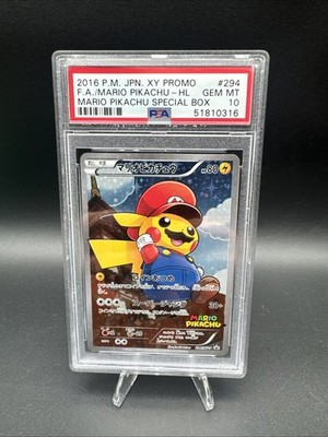 2016 Pokemon Mario Pikachu 294 FULL ART Japanese XY Promo PSA 10