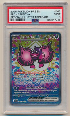 PSA 9 Pokemon Prismatic Evolutions Holo SIR Pecharunt EX 163/131