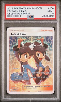 PSA 9 Tate & Liza 166 Full Art Trainer Pokémon Card Celestial