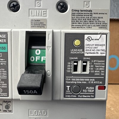 Fuji Electric EW250JAGU-3P150 Circuit Breaker 3 Pole 50/60Hz 250AF