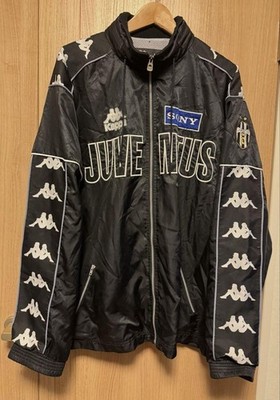 Juventus Kappa Nylon Track Jacket Vintage 90s Sony Sponsor Black