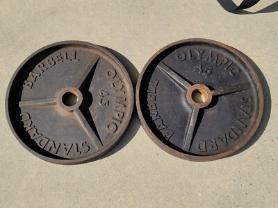 Vtg Unbranded Ivanko Barbell DEEP DISH 2 x 45 lbs (2