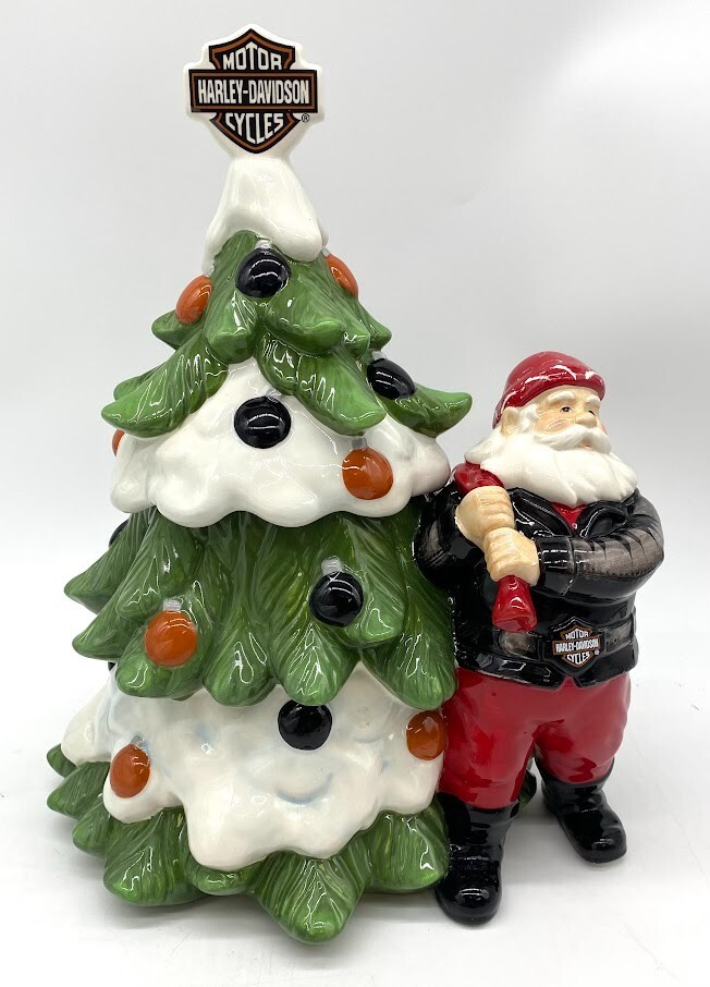 Harley Davidson 2010 Holiday Santa Christmas Ceramic Cookie Jar