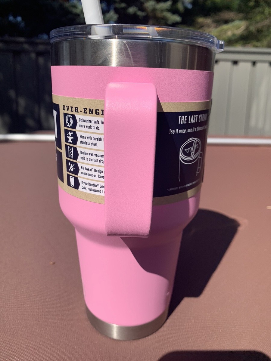 YETI 35 oz mug Power Pink STRAW LID Rambler Mug Cup Handle Limited
