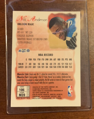 1996-97 Topps Finest Uncommon Silver Refractor Nick Anderson #106
