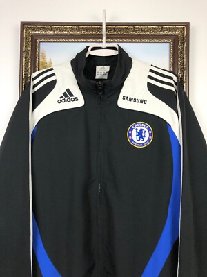 Vintage Adidas Chelsea Football Jacket Soccer Track Top Mens Black