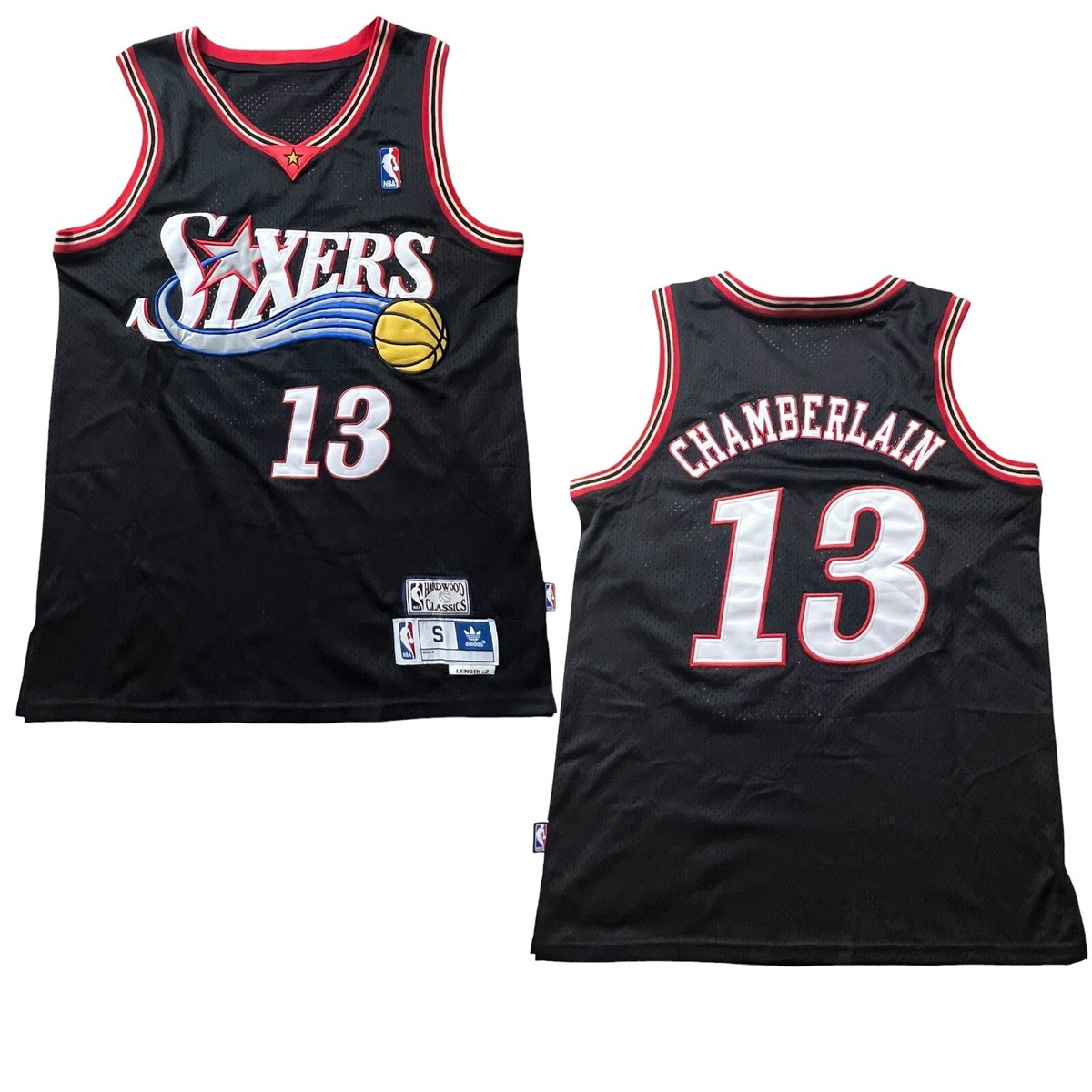 NBA Philadelphia 76ers Wilt Chamberlain 13 Black Jersey Shirt Size