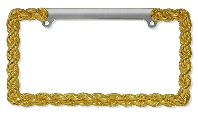 Heavy Duty Chrome/Gold Rope Metal License Plate Frame | Front | 1