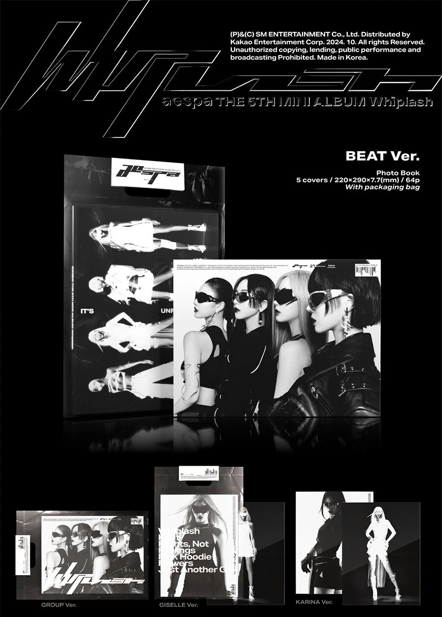 AESPA [WHIPLASH] The 5th Mini Album BEAT Ver. / CD+Photo Book+2