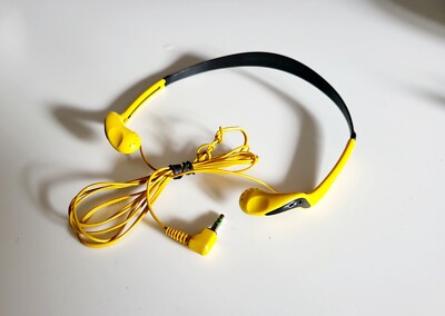 Yellow Sony Sports Wired Stereo Walkman Headphones MDR-WO14 fully