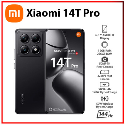 New) Xiaomi 14T Pro 5G 12GB+256GB BLACK Dual SIM Unlocked Android