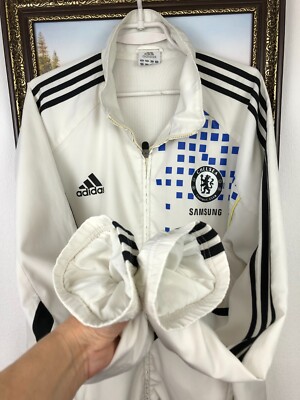 Vintage Adidas Chelsea Football Jacket Soccer Track Top White Mens