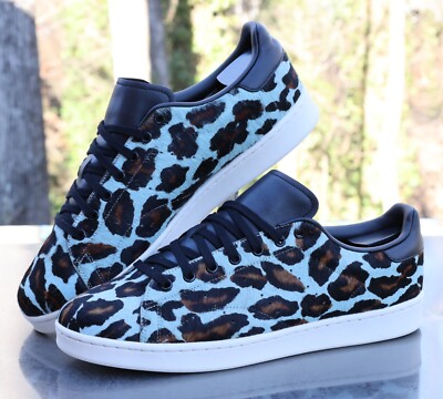Adidas Stan Smith Blue Leopard Print Men's Size 14 Custom GY8797