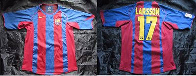 Henrik Larsson #17 Barca 2004-05 FC Barcelona HOME shirt jersey