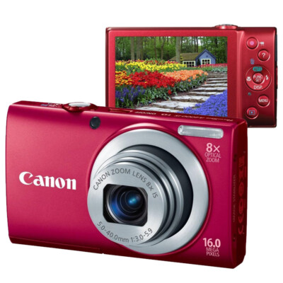 Canon PowerShot A4000 IS 16.0MP 8x zoom Digital Camera Pink/Silver