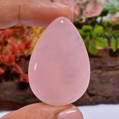 Natural Rose Quartz Pear Shape Cabochon Loose Gemstone 67 Ct