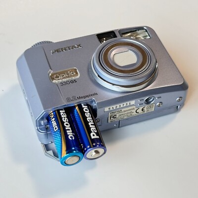 Pentax Old 2002 Compact Digital Camera Optio 330GS Blue 3.2MP From