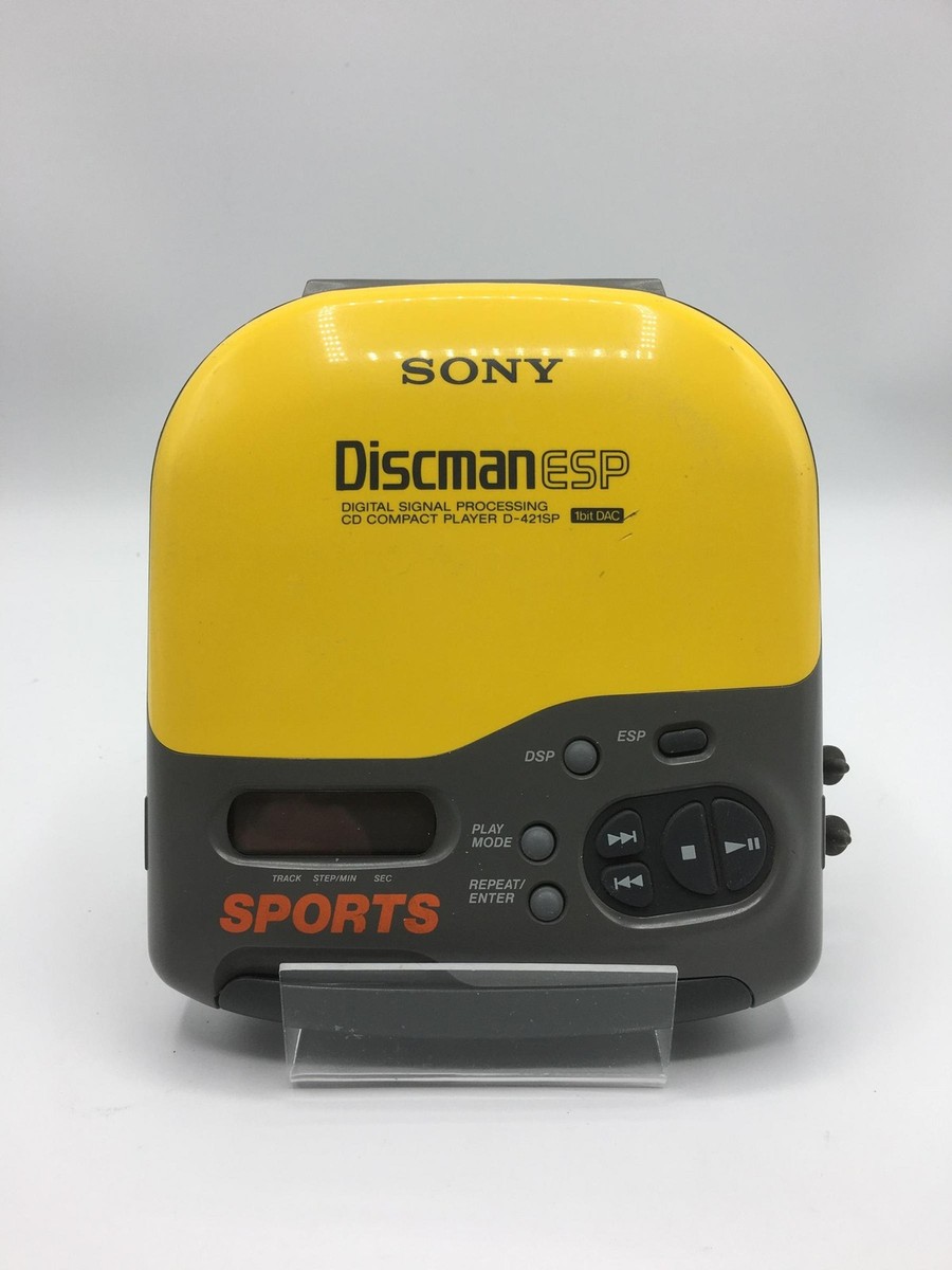 Vintage 1996 Sony Sports Discman CD Player - ESP - Yellow/Gray (D