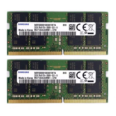 Samsung 32GB (2X 16GB) DDR4 2666MHz PC4-21300 SODIMM Memory Ram