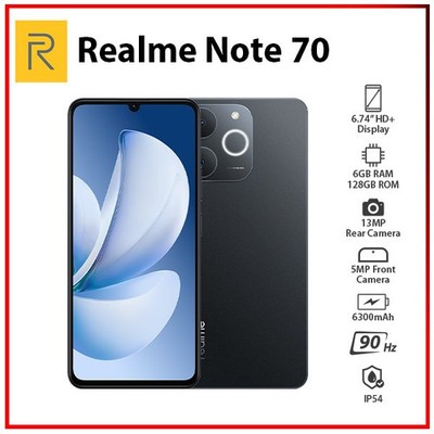 New) Realme Note 70 6GB+128GB BLACK Global Ver. Dual SIM Android