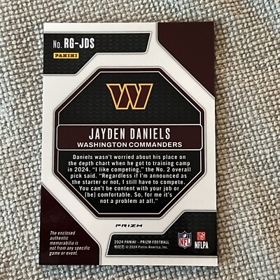 Jayden Daniels 2024 Prizm Rookie Gear Pink Prizm Patch Card