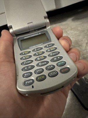 Vintage Motorola Timeport P8197 Silver Cell Phone Flip Phone, As