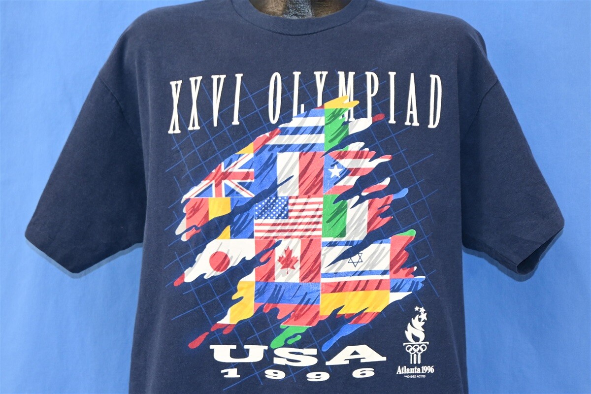 vtg 90s XXVI OLYMPIAD ATLANTA 1996 USA SUMMER GAMES FLAGS t-shirt
