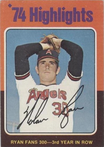 1975 TOPPS 1974 HIGHLIGHTS NOLAN RYAN FANS 300 - 3RD YEAR IN ROW