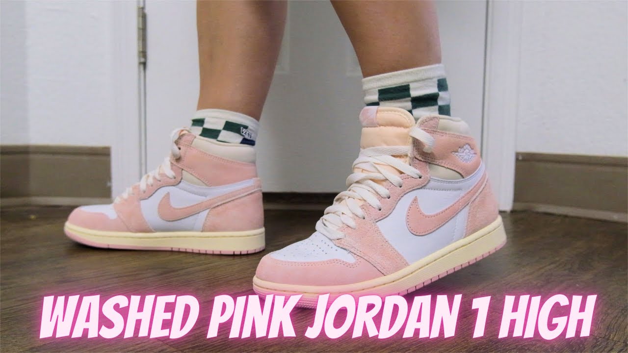 NIKE AIR JORDAN ONE WASHED PINK ON FEET REVIEW - YouTube