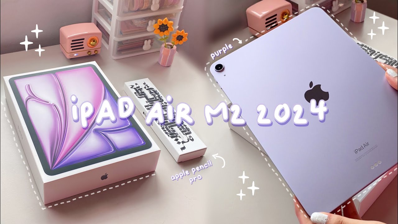 ✨ iPad air 11'' M2 in purple 💜 apple pencil pro 🍬 asmr unboxing