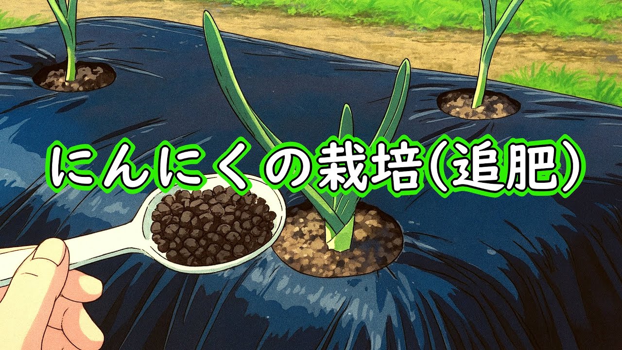 にんにくの有機栽培：鶏糞を追肥（冬越しニンニクの初回の追肥は、12