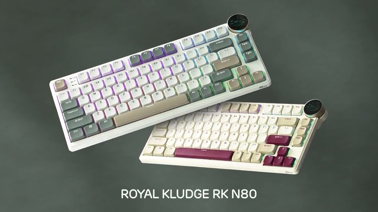 RK ROYAL KLUDGE N80 Low-Profile Mechanical Keyboard with Display