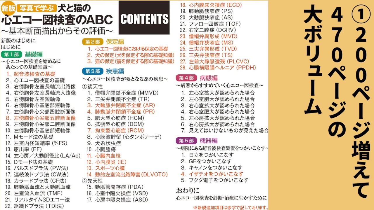 新版 写真で学ぶ 犬と猫の心エコー図検査のABC ～基本断面描出からその