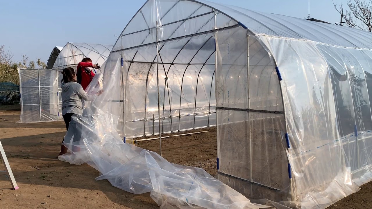 Recycled vinyl greenhouse completed - YouTube
